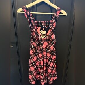 BLACK MILK X KUROMI HELLO KITTY OVERALL DRESS PINK PLAID XS EUC